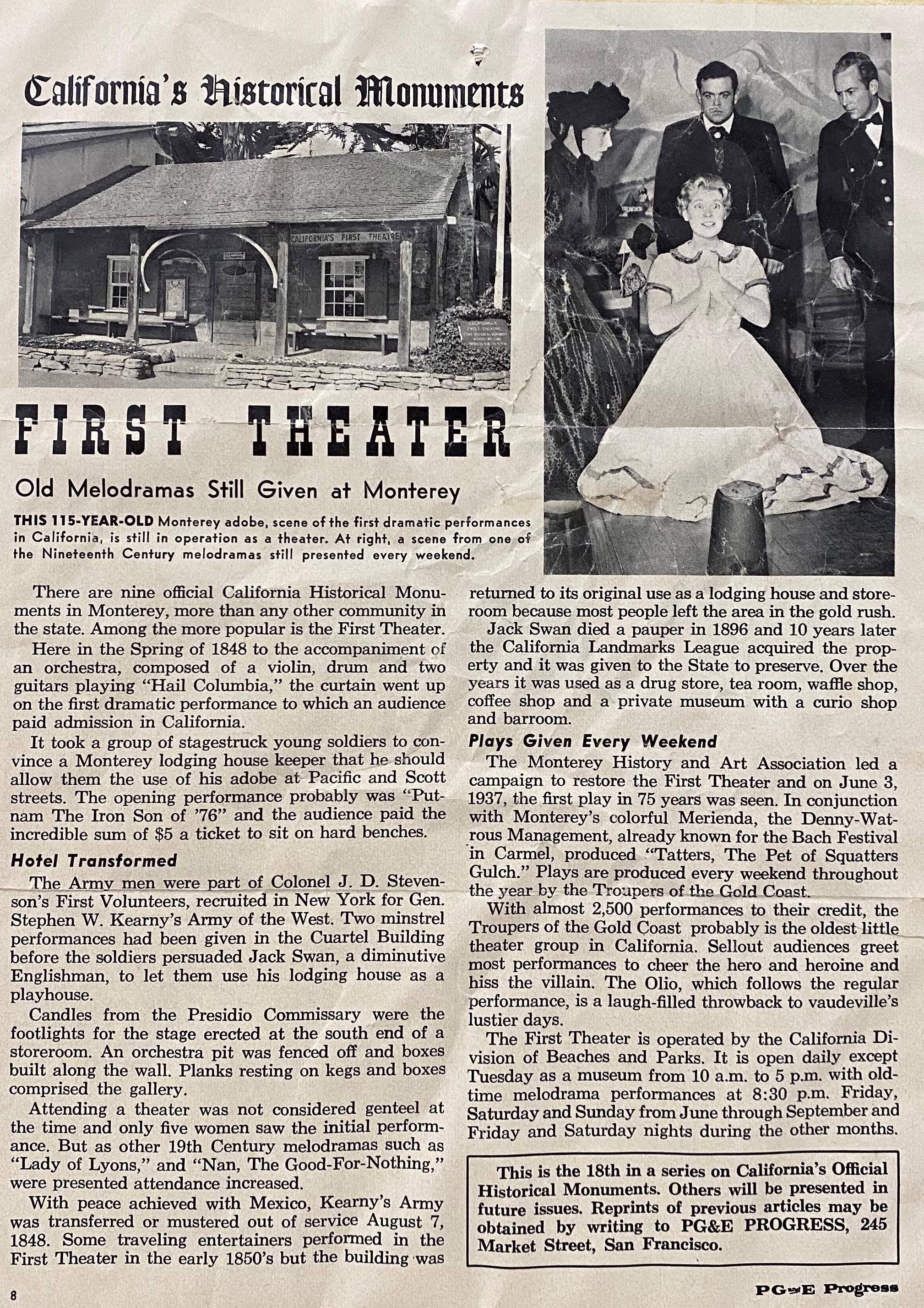 Davis F. Schwartz „Historic First Theater, Monterey County“, PRINT um 1950 im Angebot 3