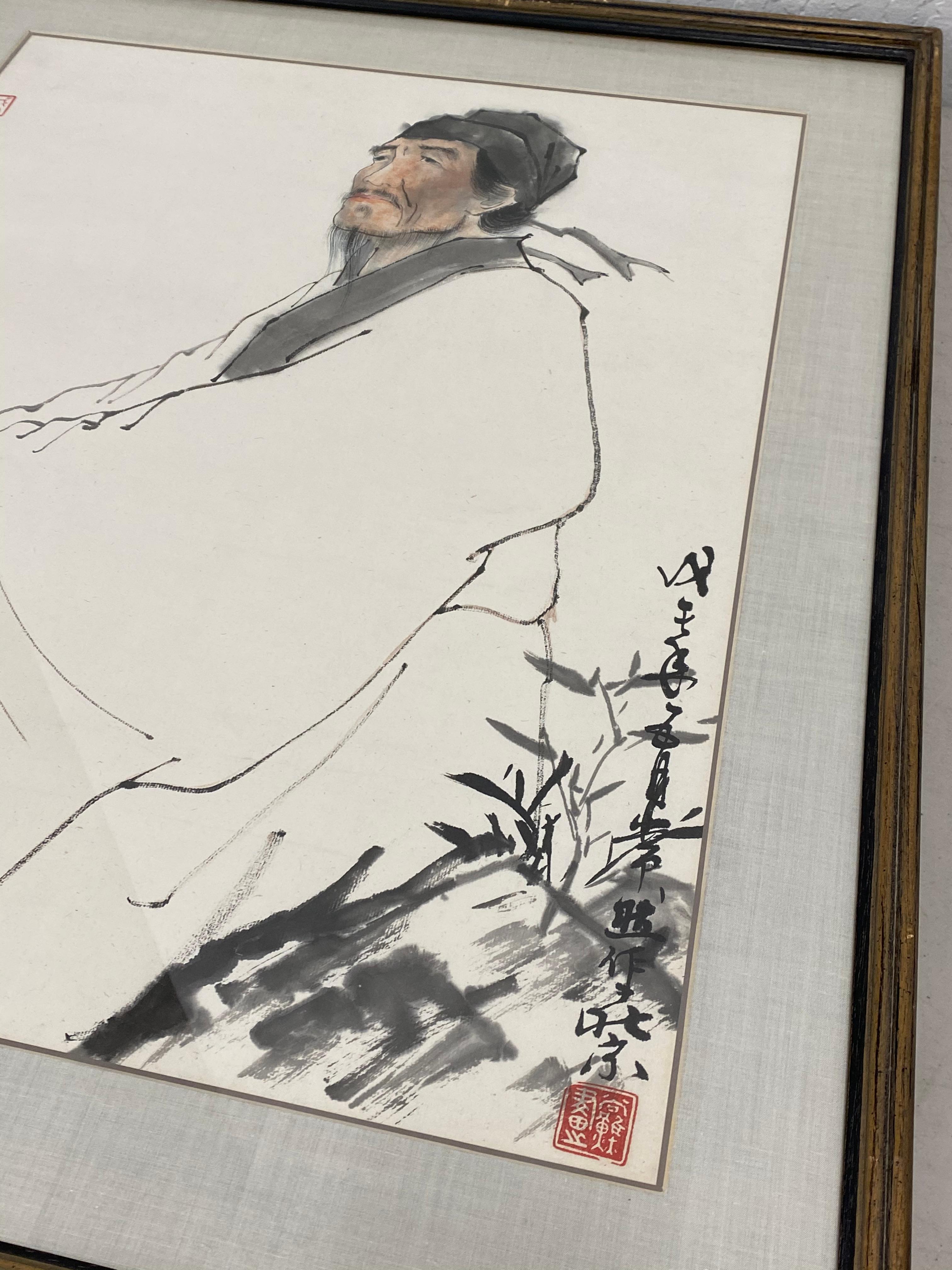 Ran Chang - Ran Chang "Retrato de un hombre" Pintura original a pluma ...