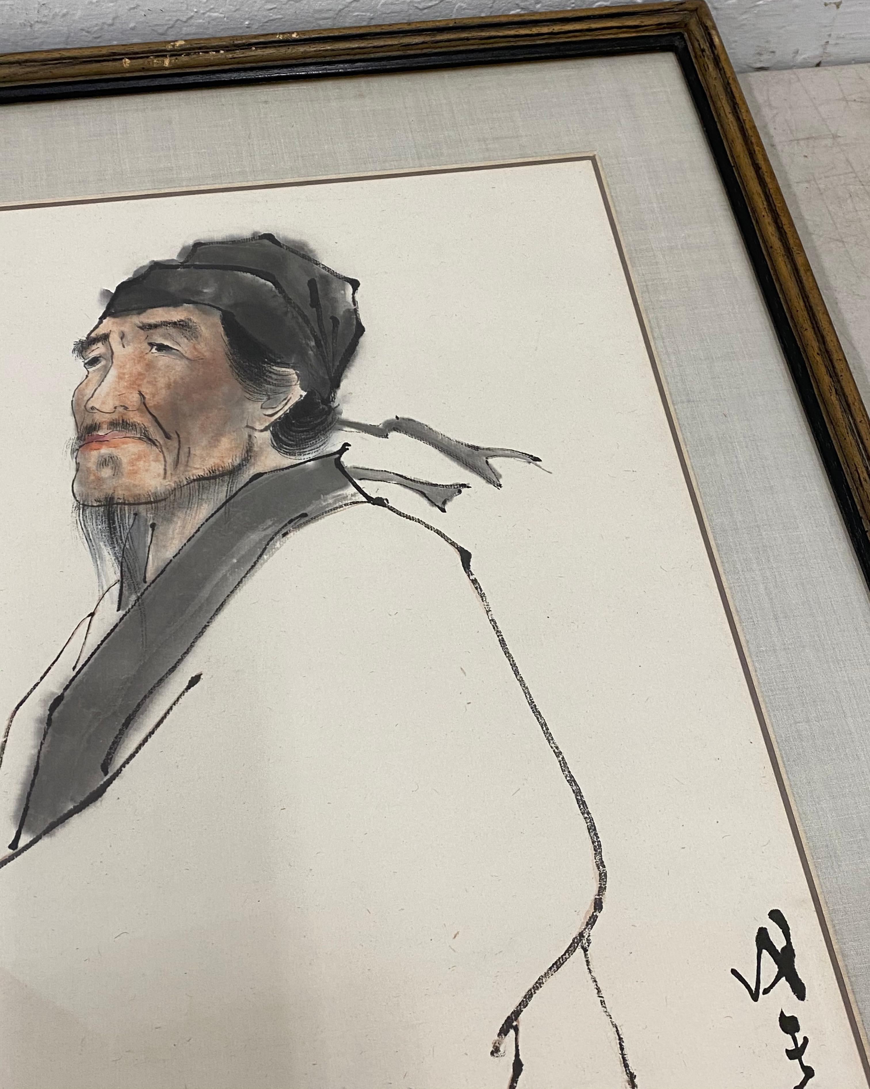 Ran Chang - Ran Chang "Retrato de un hombre" Pintura original a pluma ...