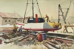 Jake Lee "Fuori per le riparazioni" Acquerello originale C.1987