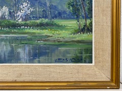 Alfredo (Alfaro) Lobos "Mountain Landscape in Spring" Original Oil Painting C.19