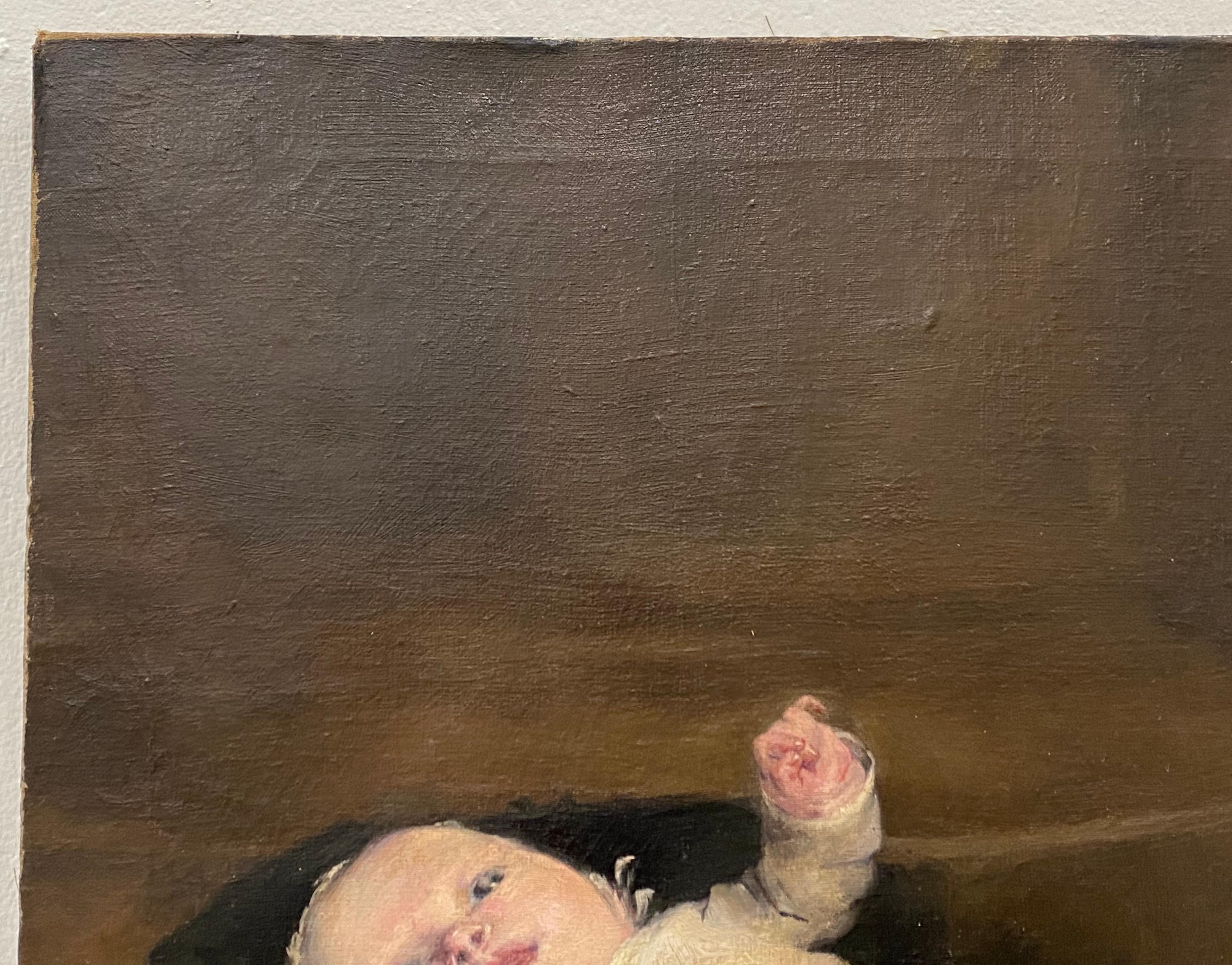 Louis Henri Deschamps Portrait of a Baby 19th Century 1