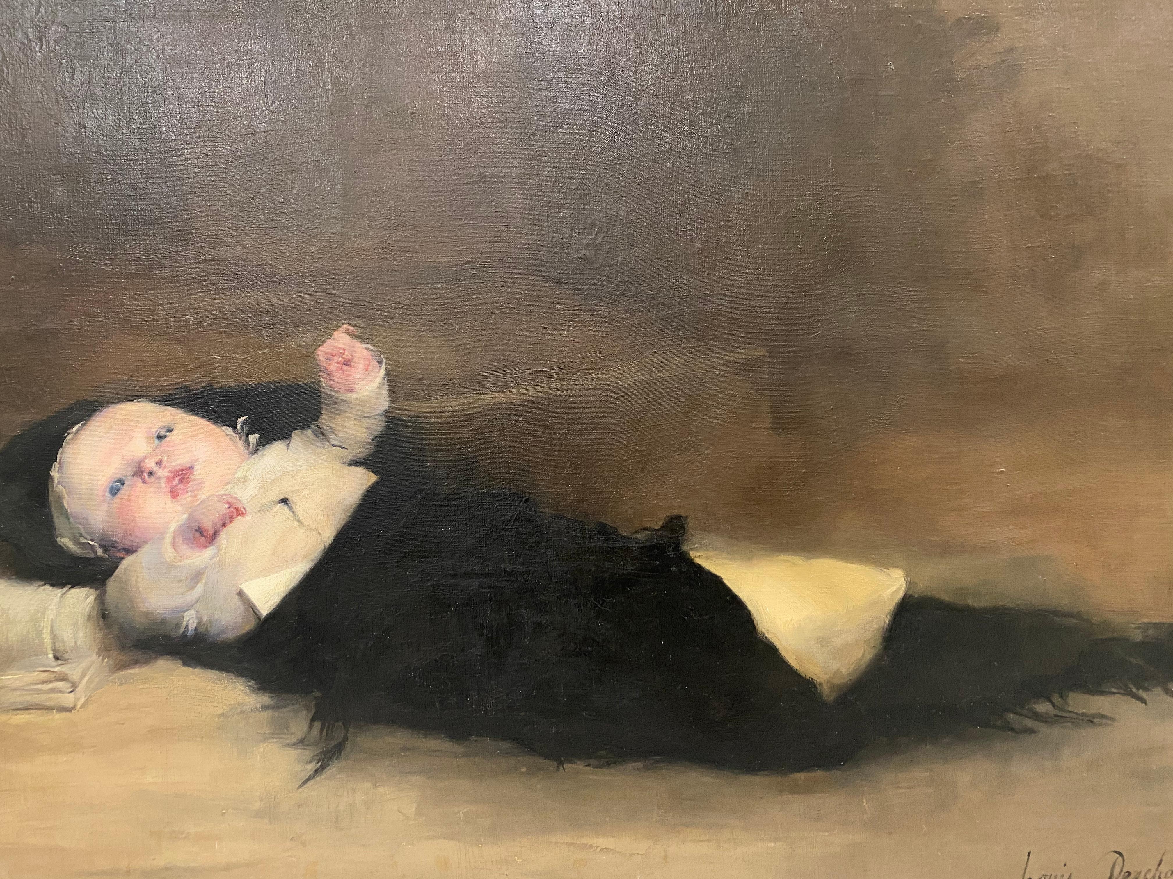 Louis Henri Deschamps Portrait of a Baby 19th Century For Sale 3