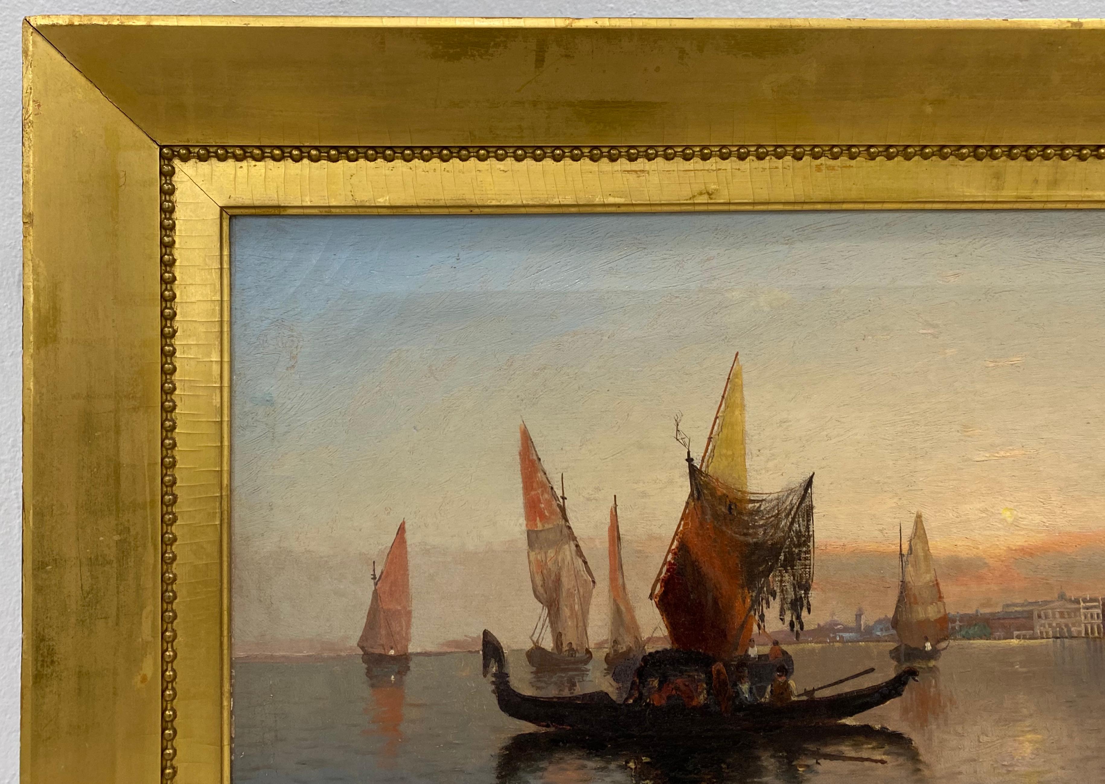 19th C. Karl Eugene Felix View of Venice Italy Original Oil Painting C.1880 1