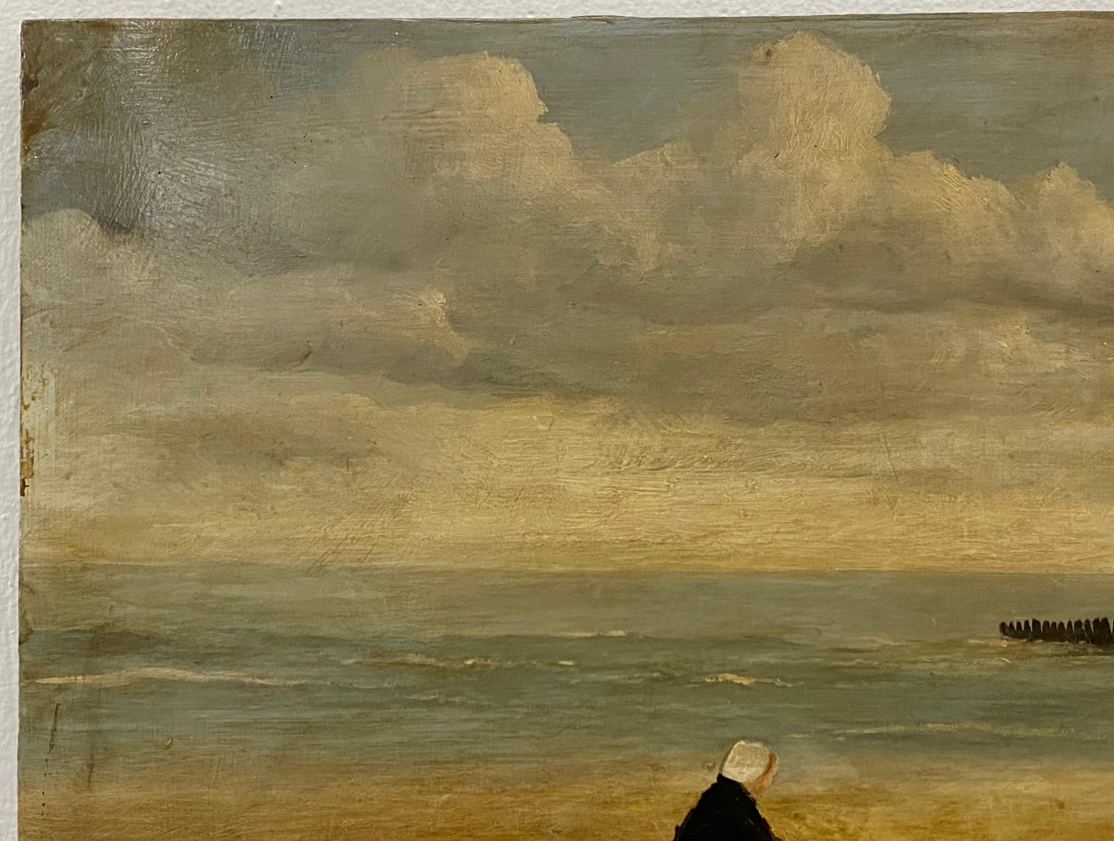 Im Stil von Johannes Evert Hendrik Akkeringa, Strandszene, Ölgemälde, ca. 1920 im Angebot 3