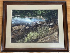 Originales Vintage-Aquarell "Huck's Pond" von Tasia, ca. 1976