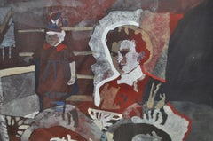 Thomas Sparacino "Family" Mixed Media Painting c.1972
