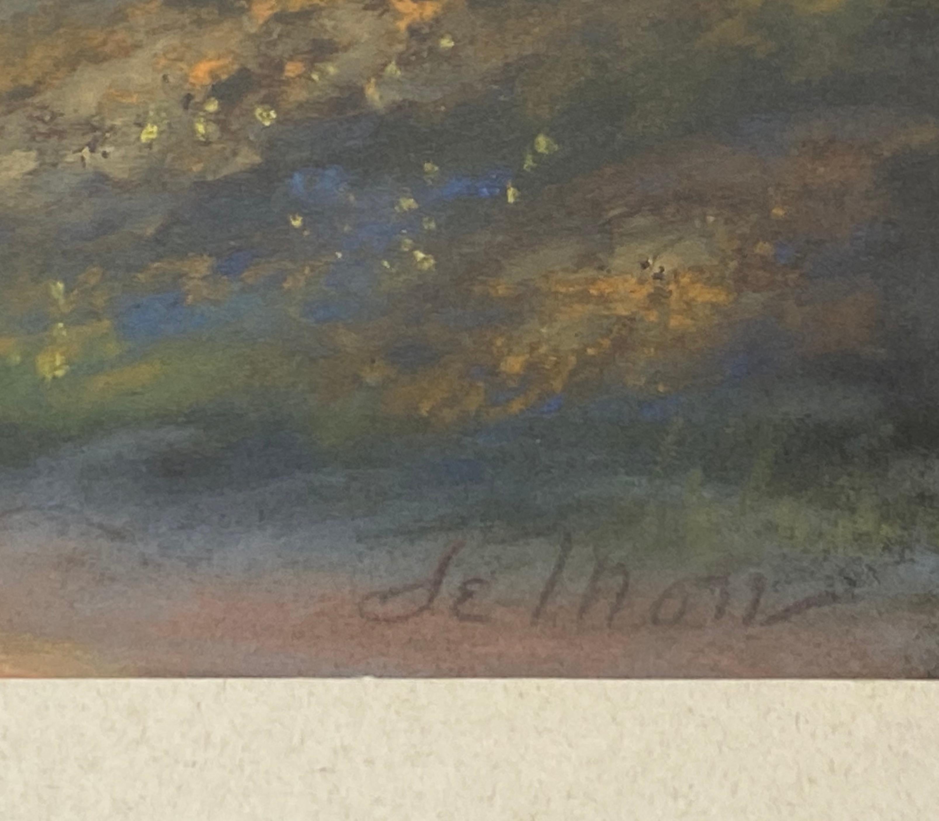 Vintage Pastel Mountain Landscape

Beautiful pastel landscape with shades of aurora borealis color

Signed in the lower right corner (illegible - see images)

Dimensions 18