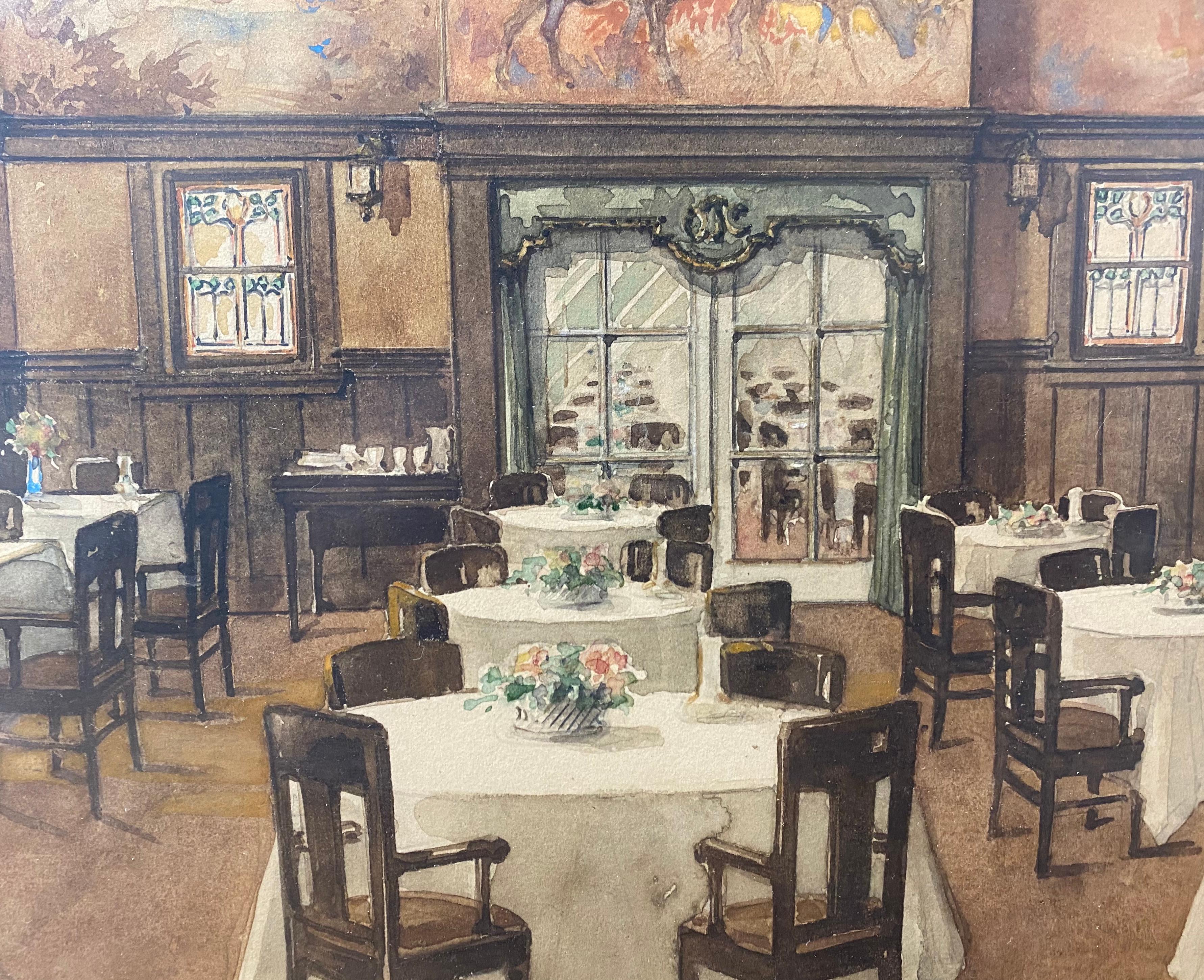 Exceptional Lodge Dining Room Interior Original Watercolor Early 20th C.

Original watercolor on paper

Dimensions 17.5