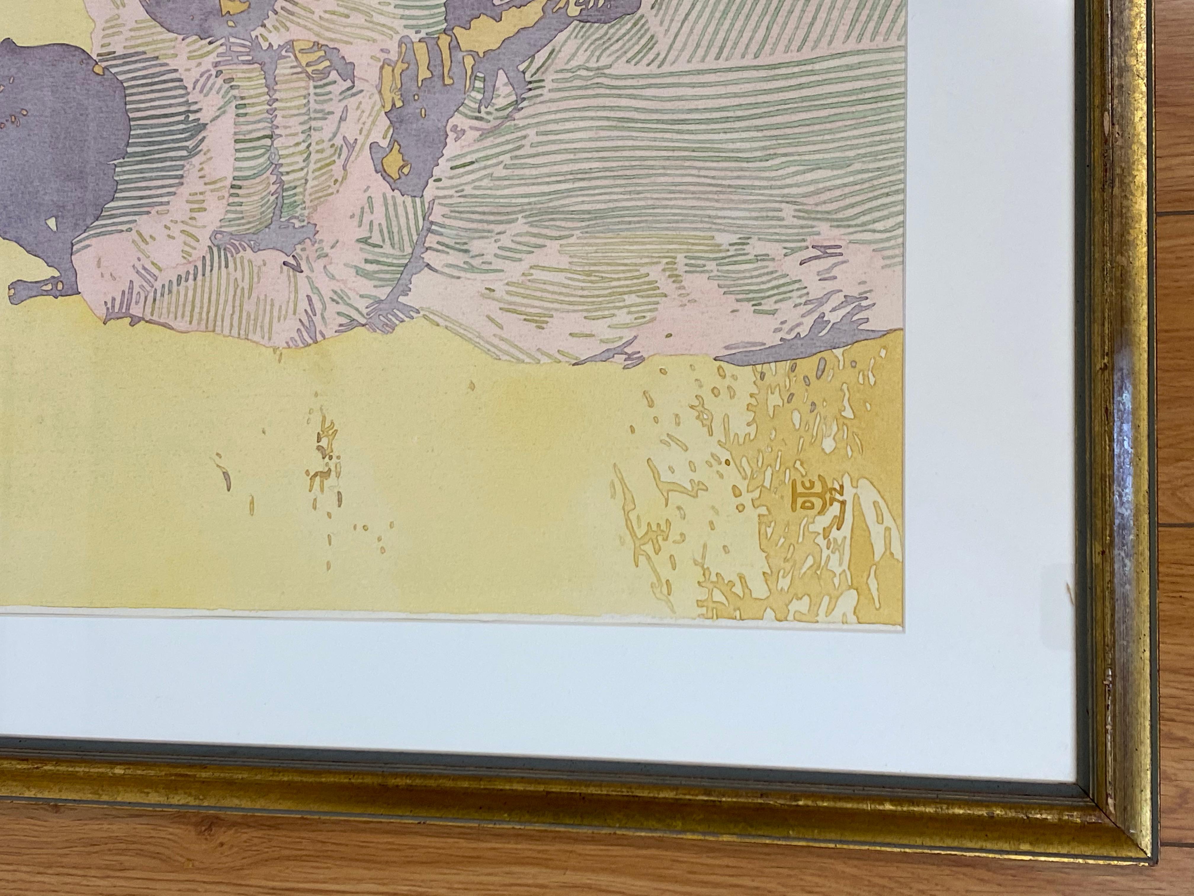 Fine aquarelle amérindienne représentant une mère et son enfant par D. Collins, années 1970 en vente 1