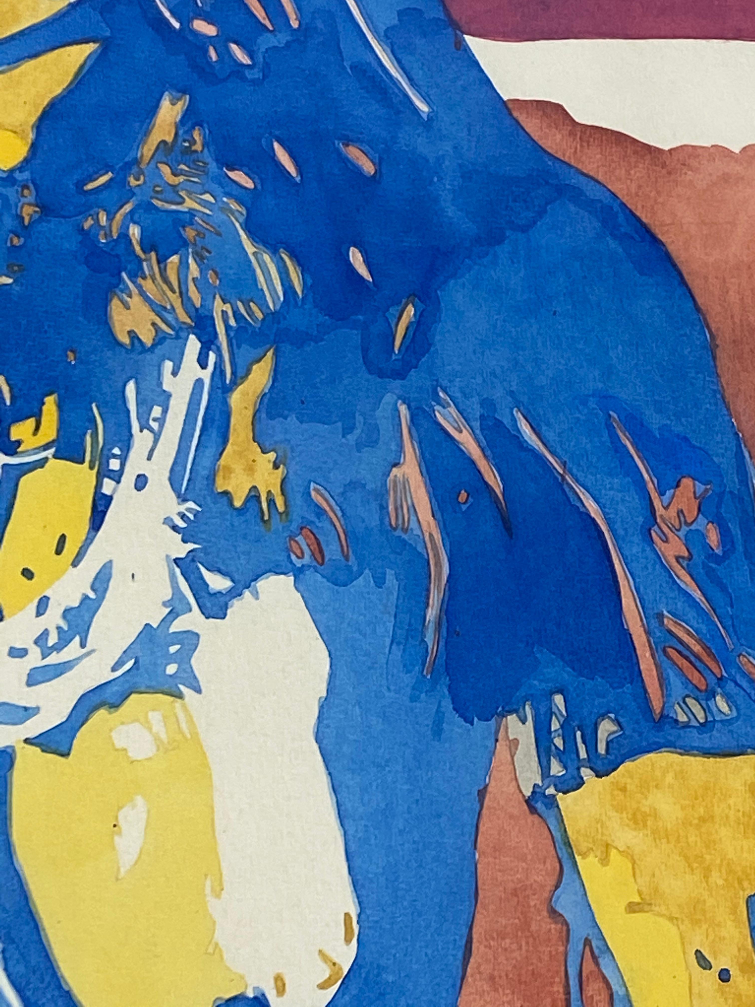 Original-Aquarell der amerikanischen Pop-Art „Schlangenspitze – Hopi“ von D. Collins im Angebot 1