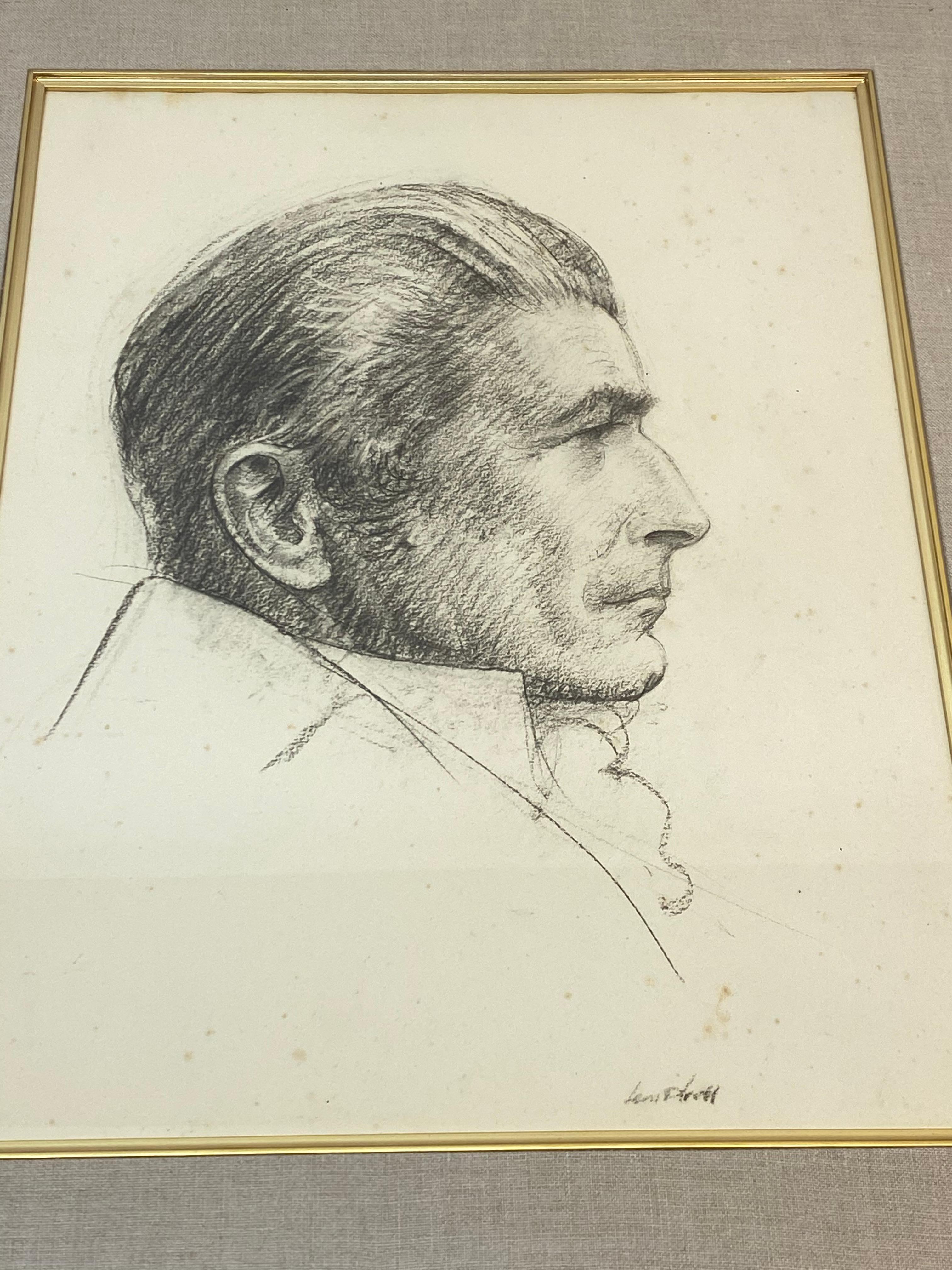 Leon Kroll Original Graphite Male Portrait in Profile C.1940 For Sale 4