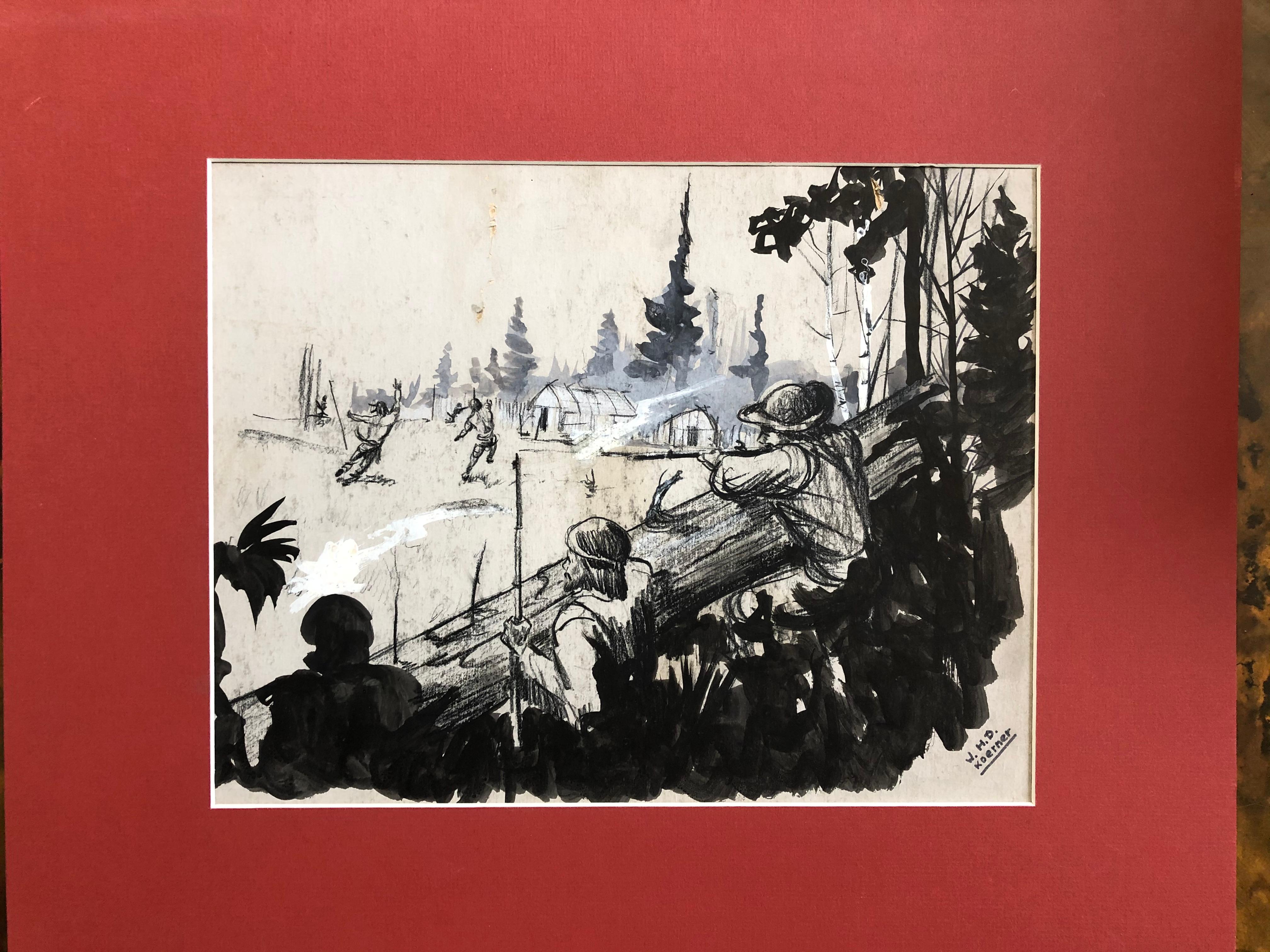 L'illustration originale de W.H.D. Koerner « Silent Paths » - Gris Figurative Art par William Henry Dethlef Koerner