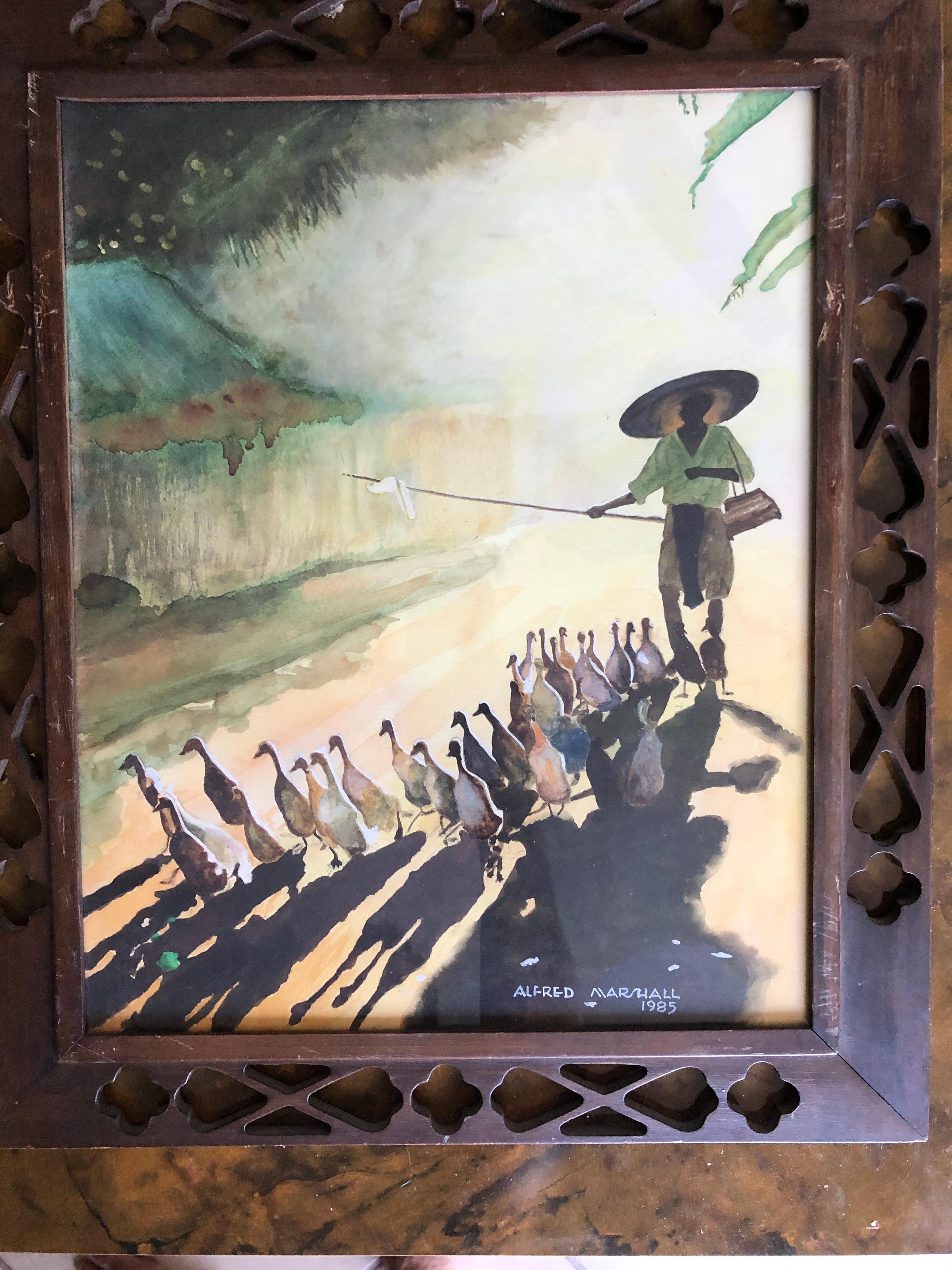 Unknown Figurative Art - Vietnamese Village Scene