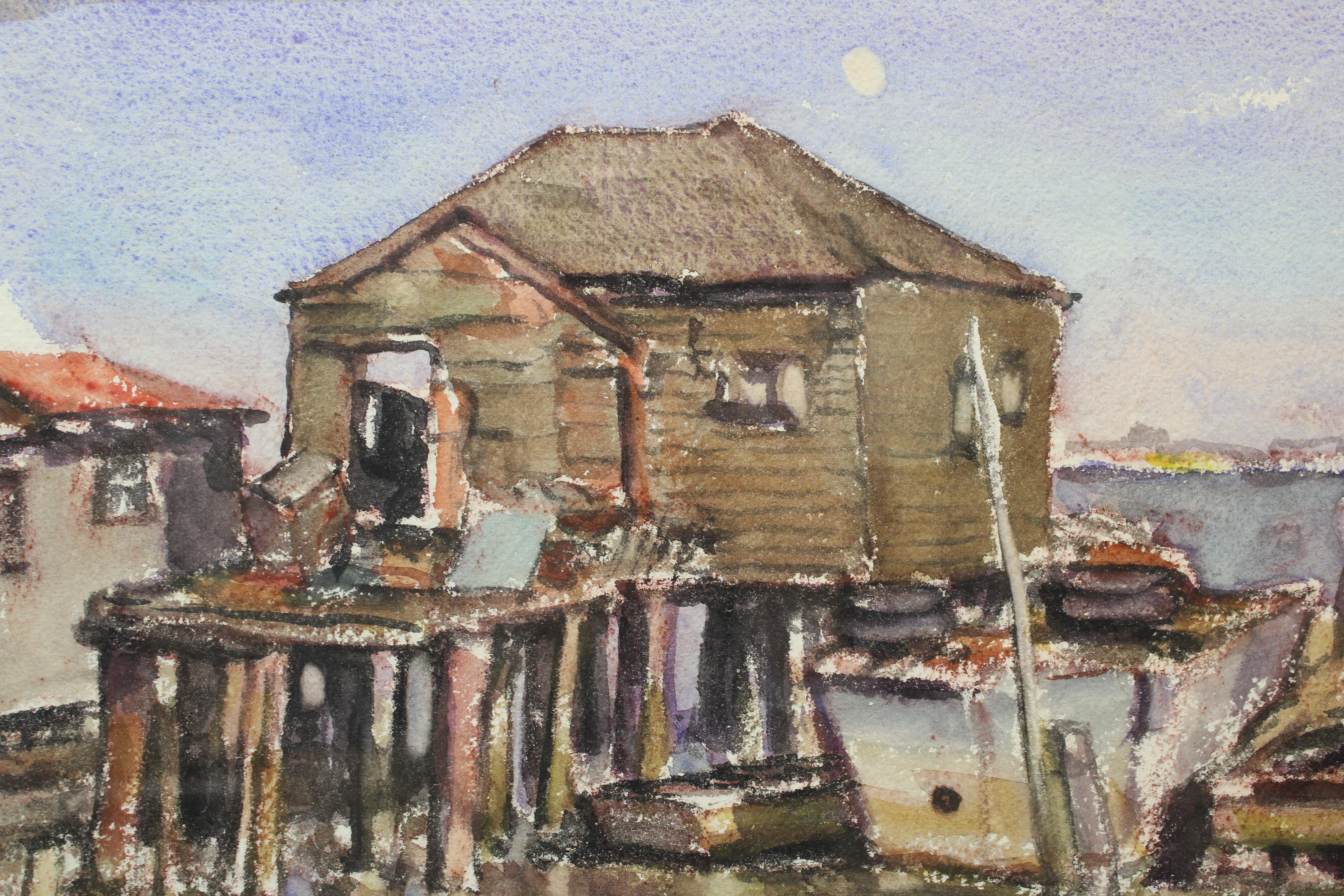 Justin Faivre « » House on the docks » (Hôte sur les docks) - Art de Unknown