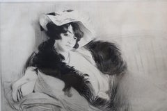 Edgar Chahine Etching of a Woman