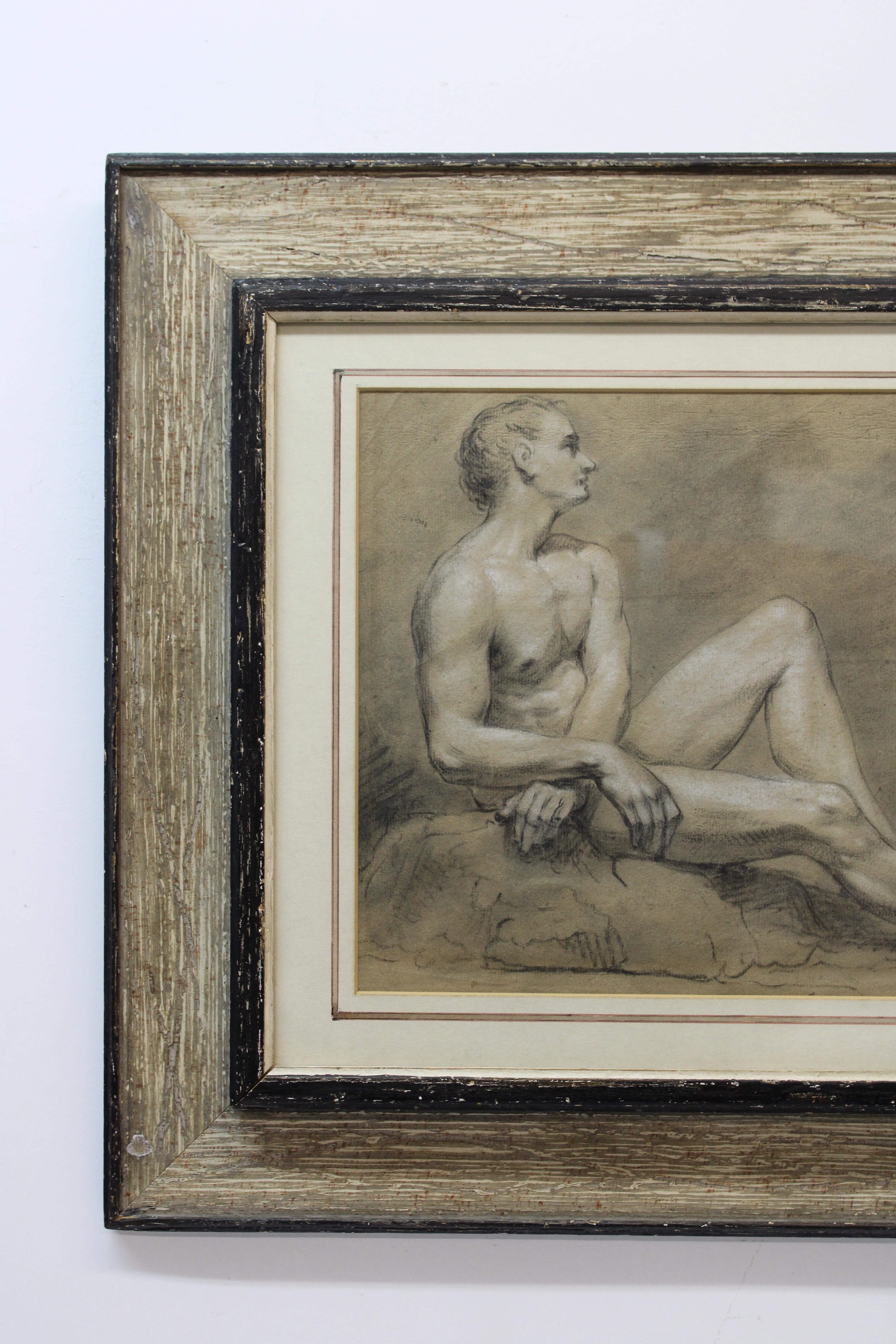 Männlicher Aktstudie, Zeichnung von Ziesenis  (Grau), Nude, von Unknown