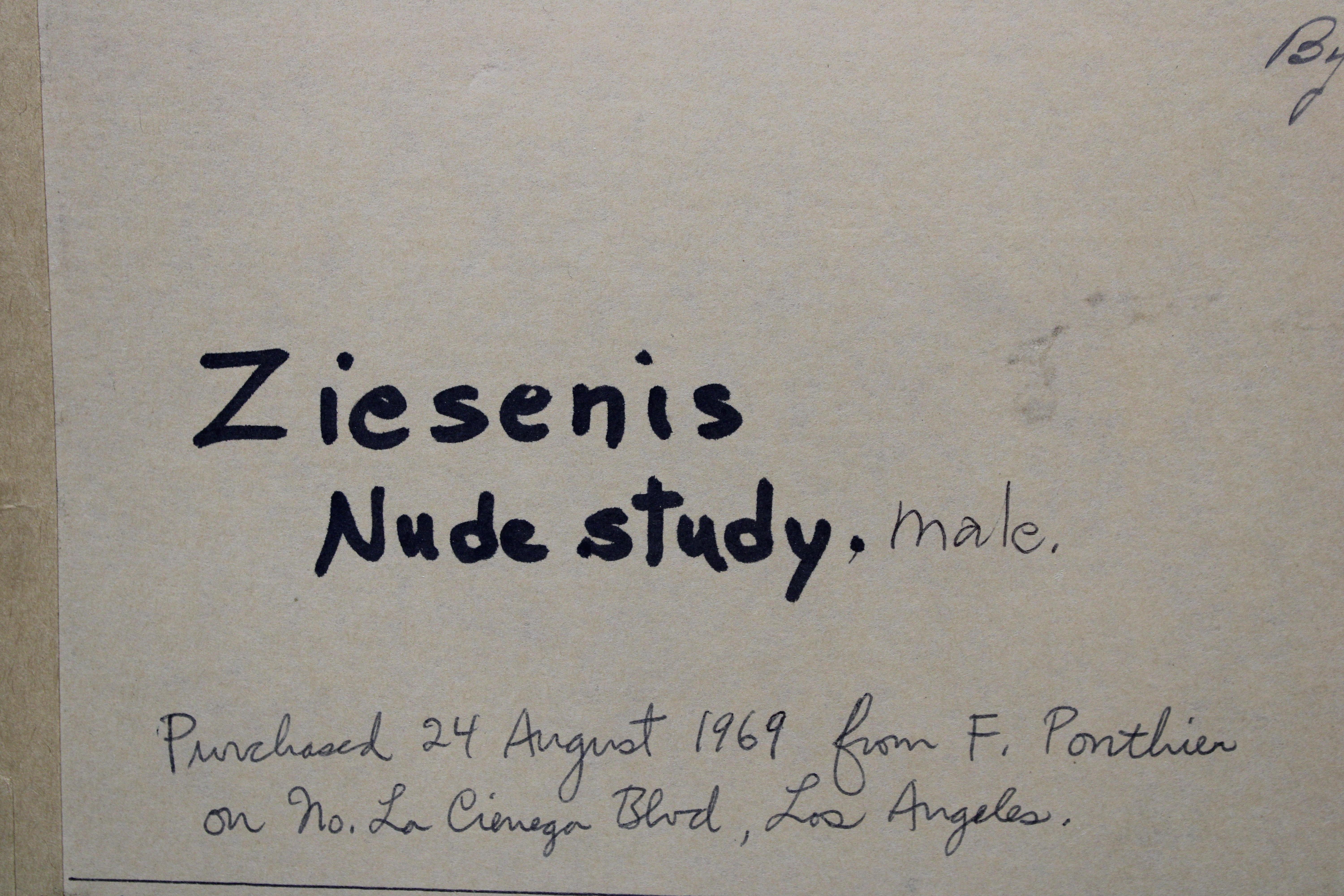 Original Male Nude Study Drawing By Ziesenis  For Sale 3