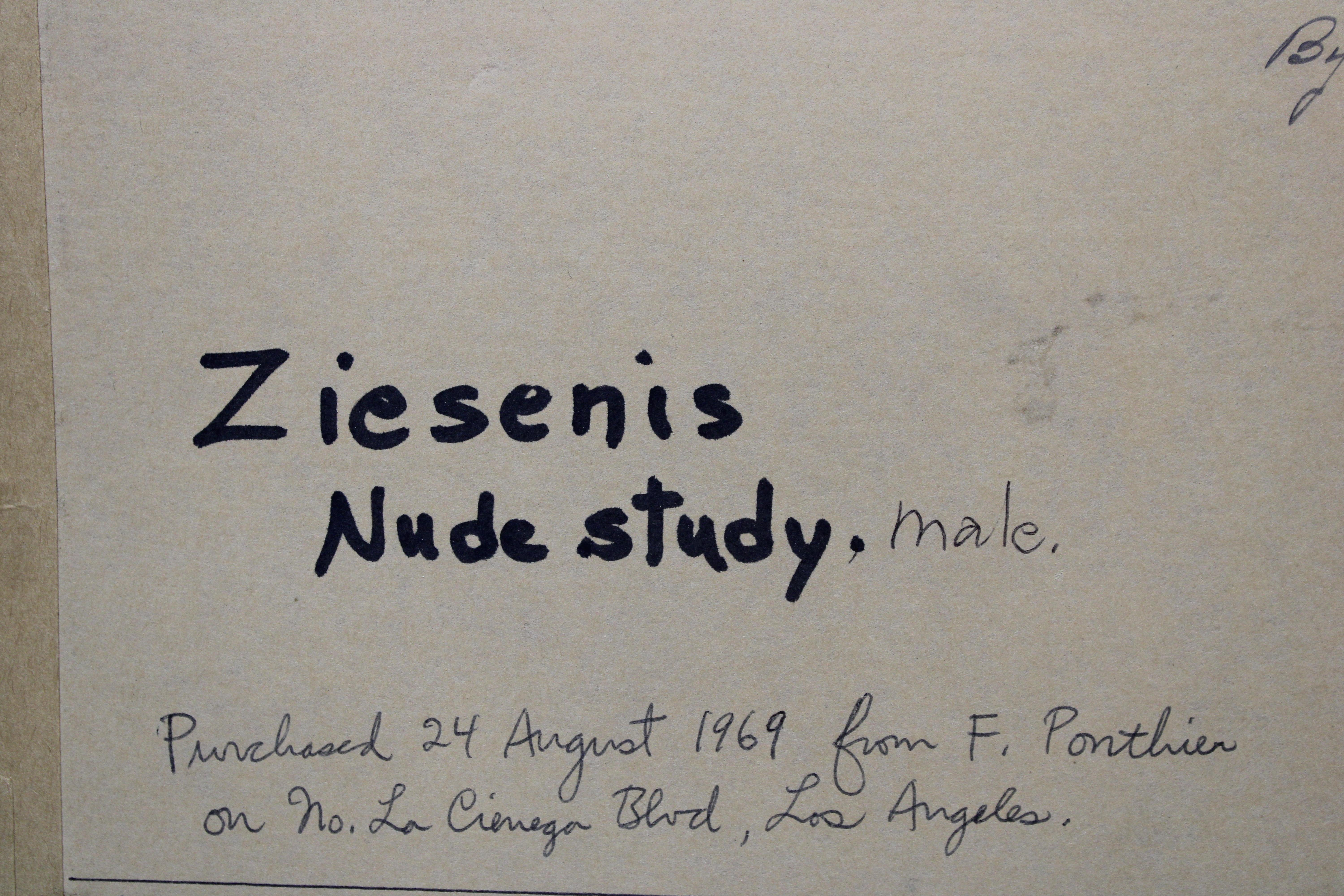 Original Male Nude Study Drawing By Ziesenis 3