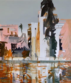 Beirut Blush, Landscape acrylic painting on canvas, 2019 70 x 60 cm framed