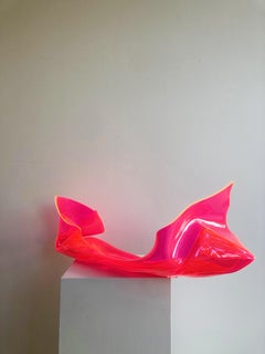 'Fluorescent Pink Wall Tube #2', Colourful contemporary abstract sculpture