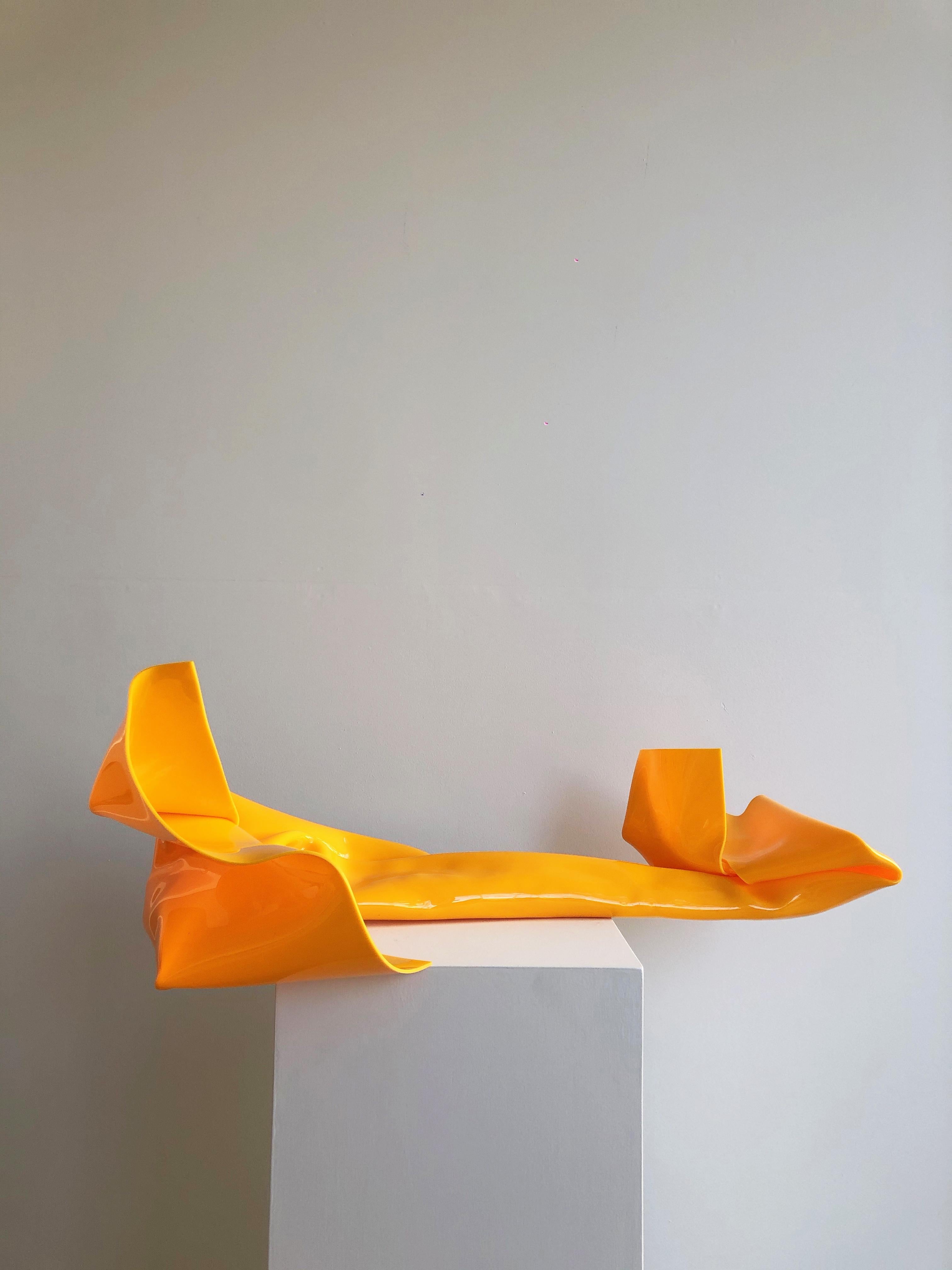 Anya Pesce Abstract Sculpture - 'Mango Wall Tube', Colourful contemporary abstract sculpture