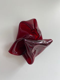 'Dark Red Scrunch', Colourful abstract wall sculpture 