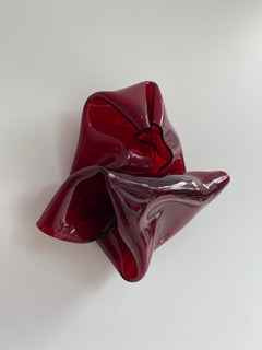 'Dark Red Scrunch', Colourful abstract wall sculpture