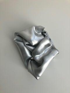 'Silver Flames', Metallic contemporary abstract wall sculpture