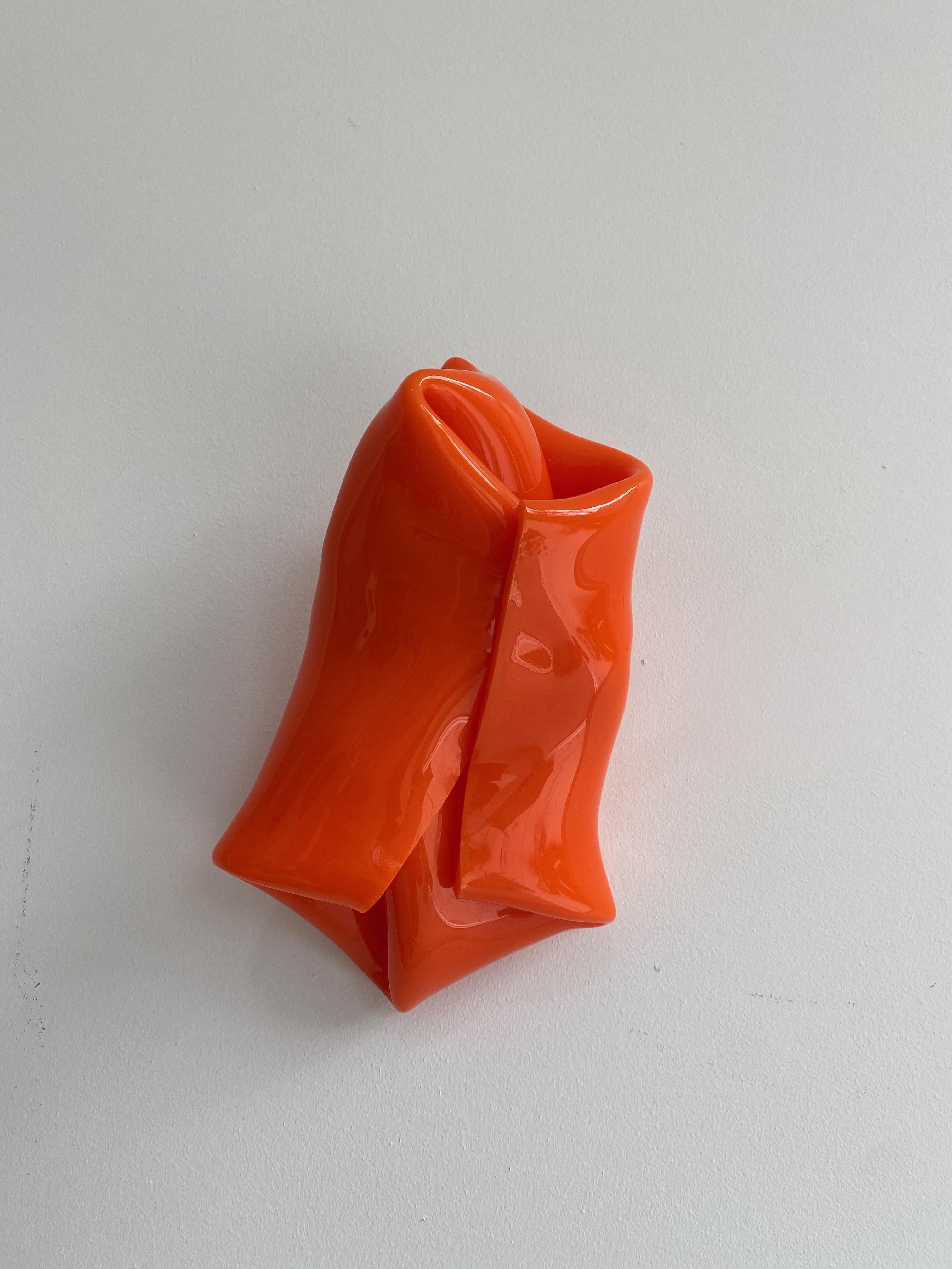 'Small Orange Parcel', Bright, colourful contemporary abstract sculpture - Sculpture by Anya Pesce