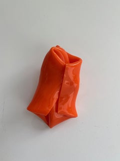 'Small Orange Parcel', Bright, colourful contemporary abstract sculpture