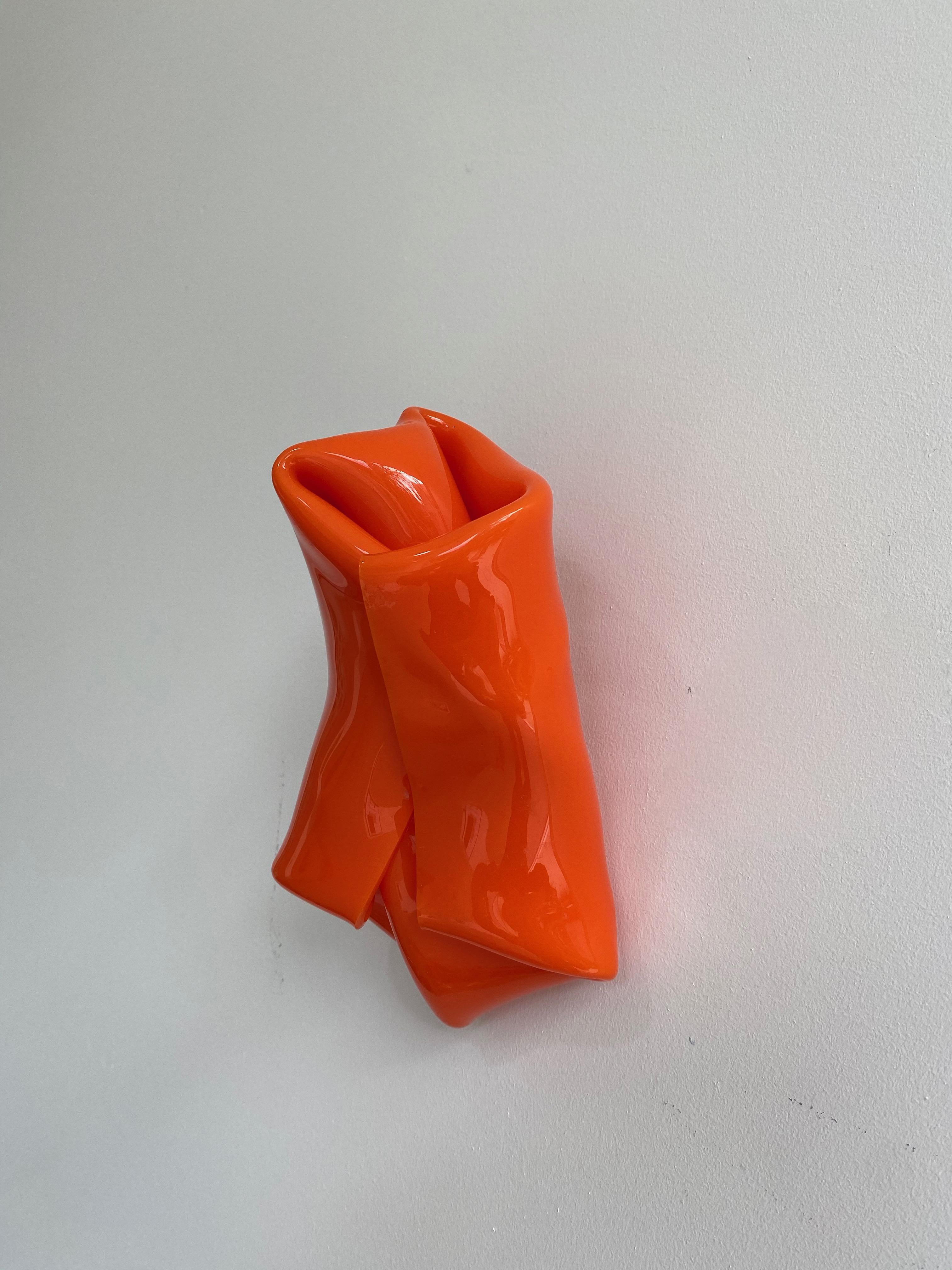'Small Orange Parcel', Bright, colourful contemporary abstract sculpture