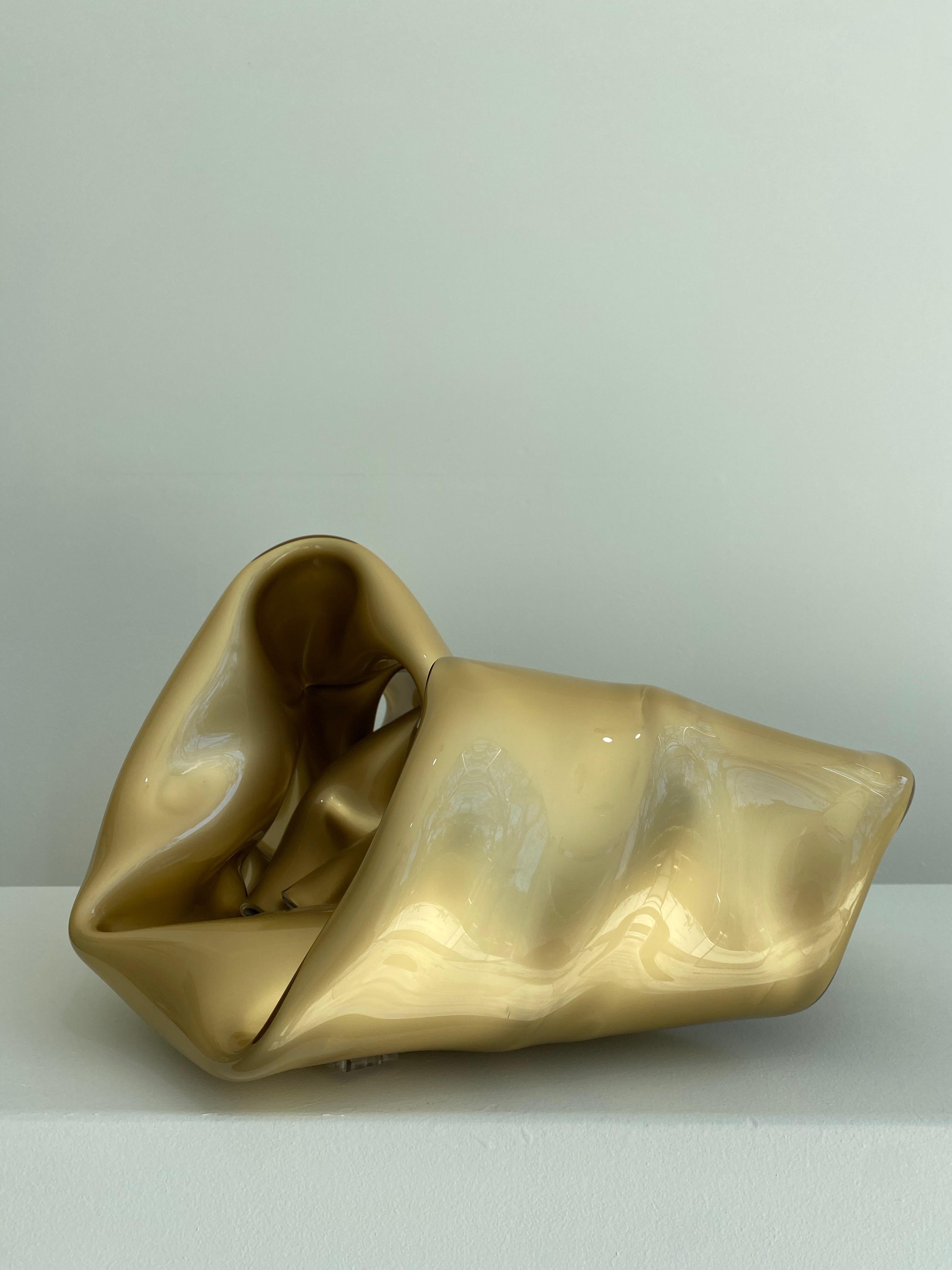 'Double Gold Wall Cuff', Metallic contemporary abstract sculpture
