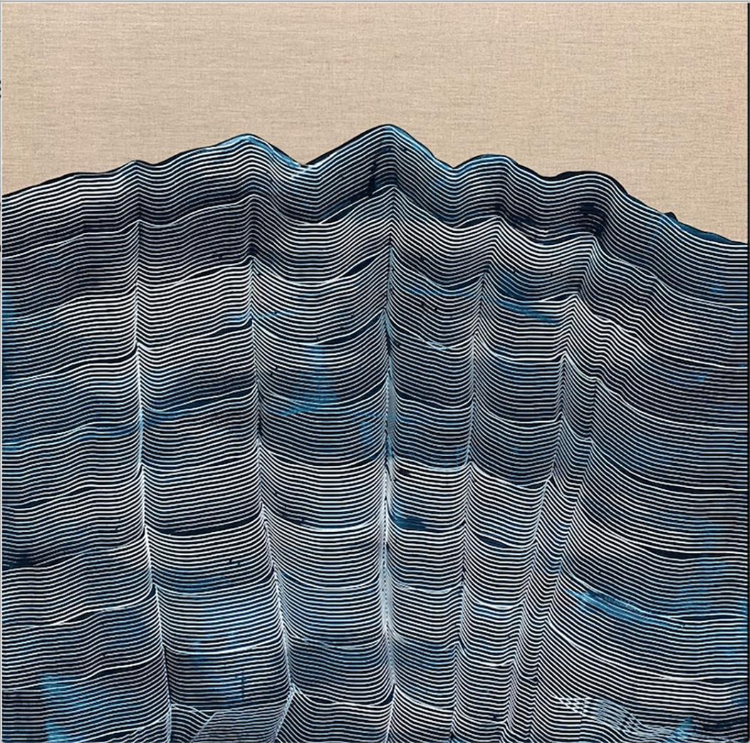 Maria José Benvenuto  Landscape Painting - 'Blue View', Contemporary abstract landscape on linen