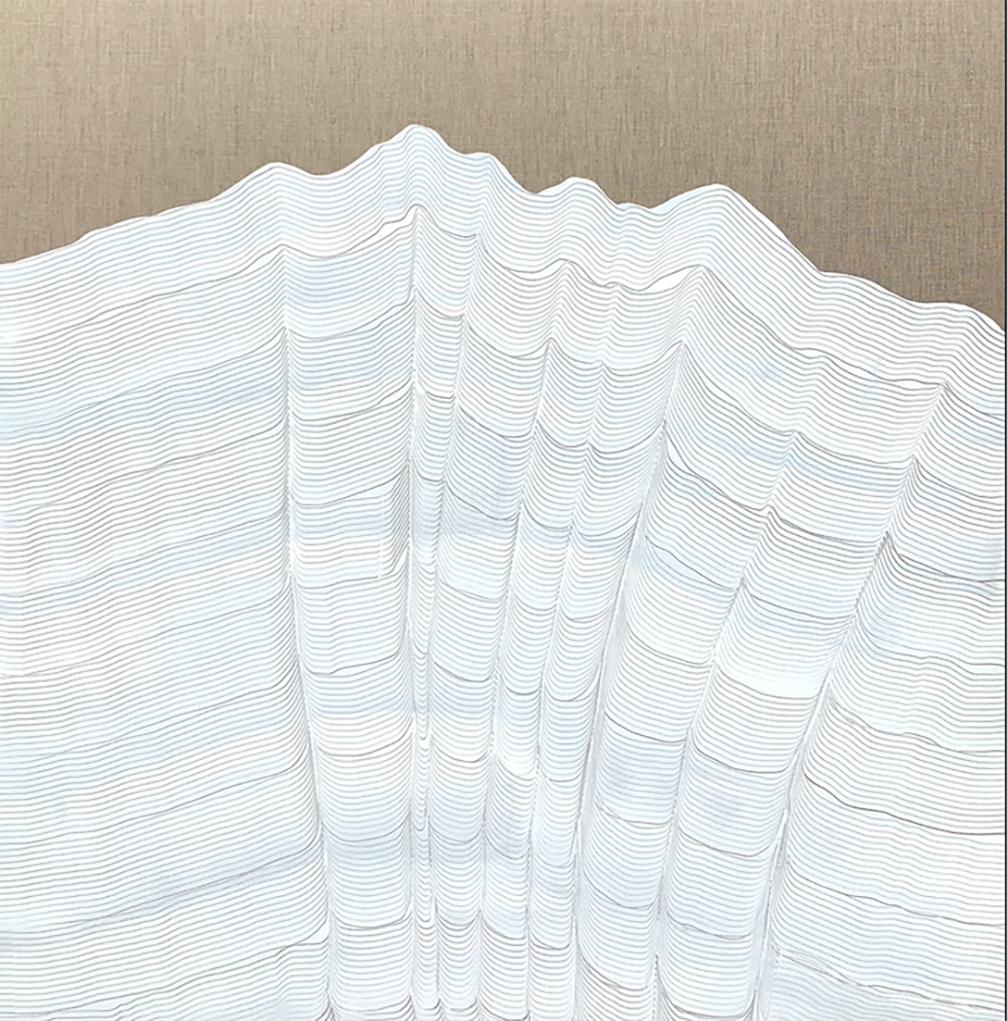 Maria José Benvenuto  Abstract Painting - 'White Strokes', Contemporary abstract landscape acrylic painting on linen