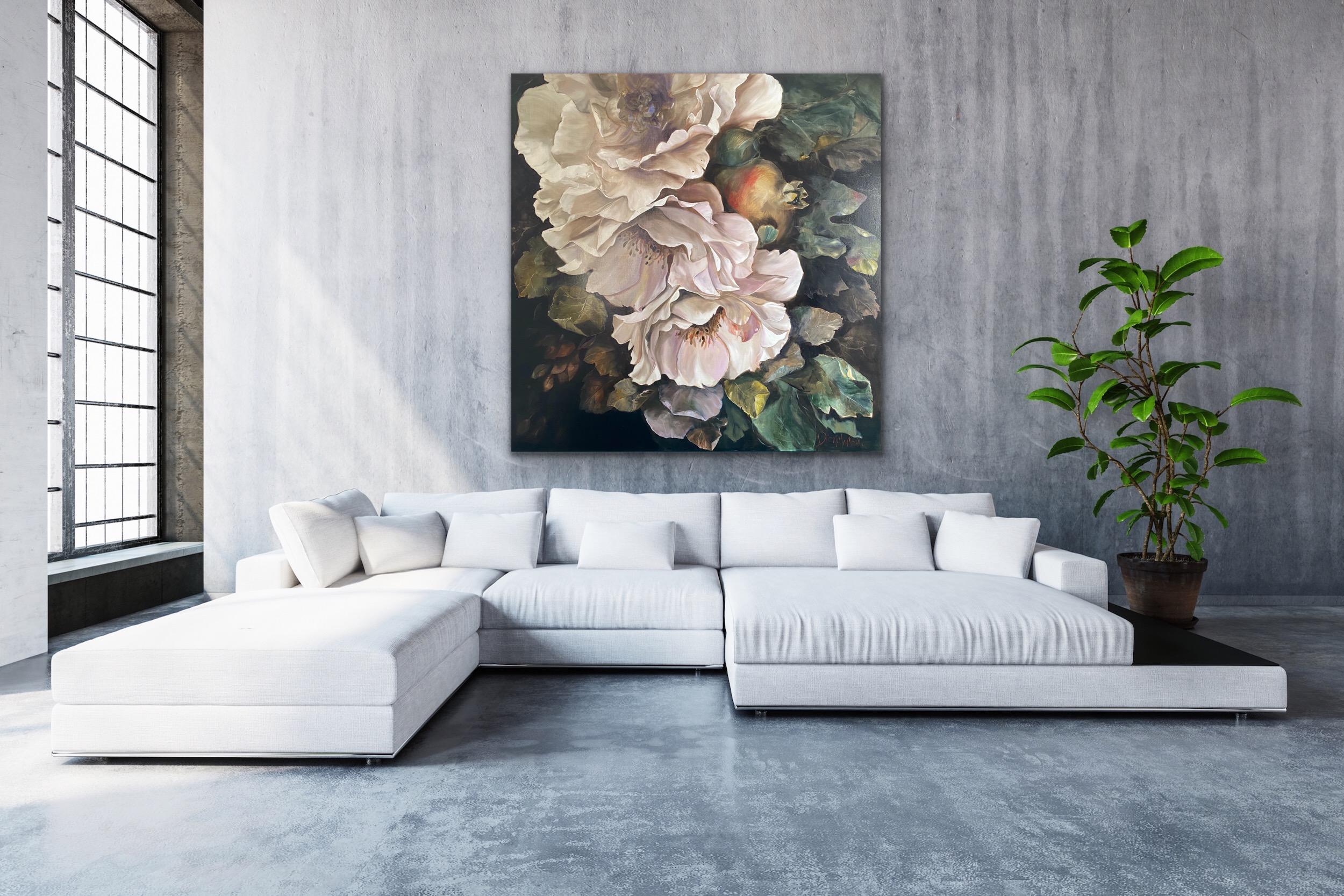 'Rondo II', Contemporary classic Floral Oil painting on linen canvas, 2020 - Painting by Diana Watson