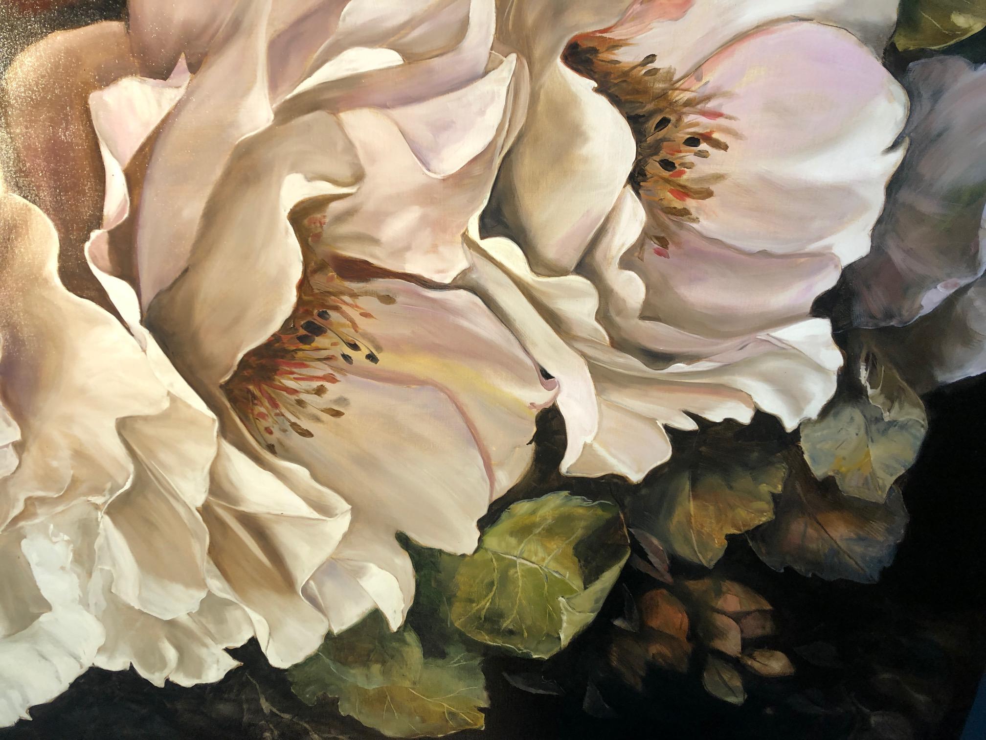 'Rondo II', Contemporary classic Floral Oil painting on linen canvas, 2020 - Gray Still-Life Painting by Diana Watson