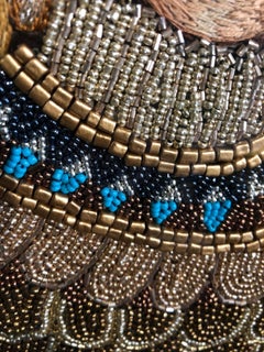 RuPaul in Gold, silk embroidery, beading and paint, framed