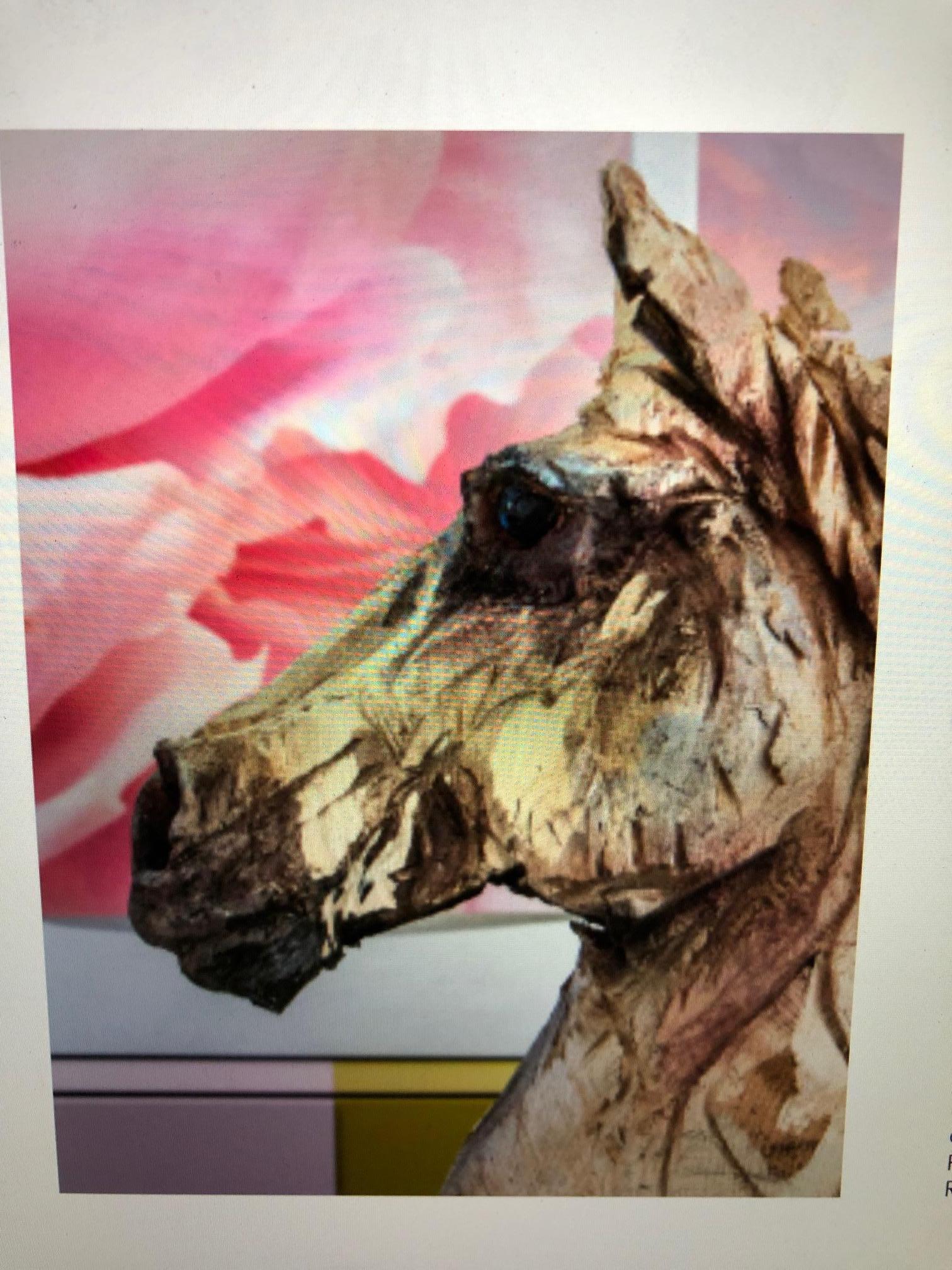 Wood Horse sculpture, carved from oak with a chainsaw, Jürgen Lingl-Rebetez, 3