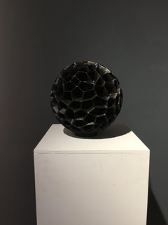 'Luna', abstract contemporary wood sculpture coated in linseed oil and wax