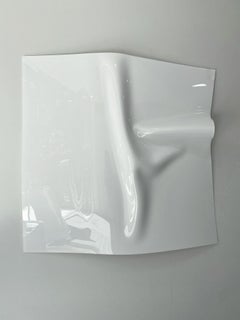 'White Square with Movement', Contemporary abstract wall sculpture