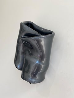 'Pewter Wrap', Metallic contemporary abstract wall sculpture