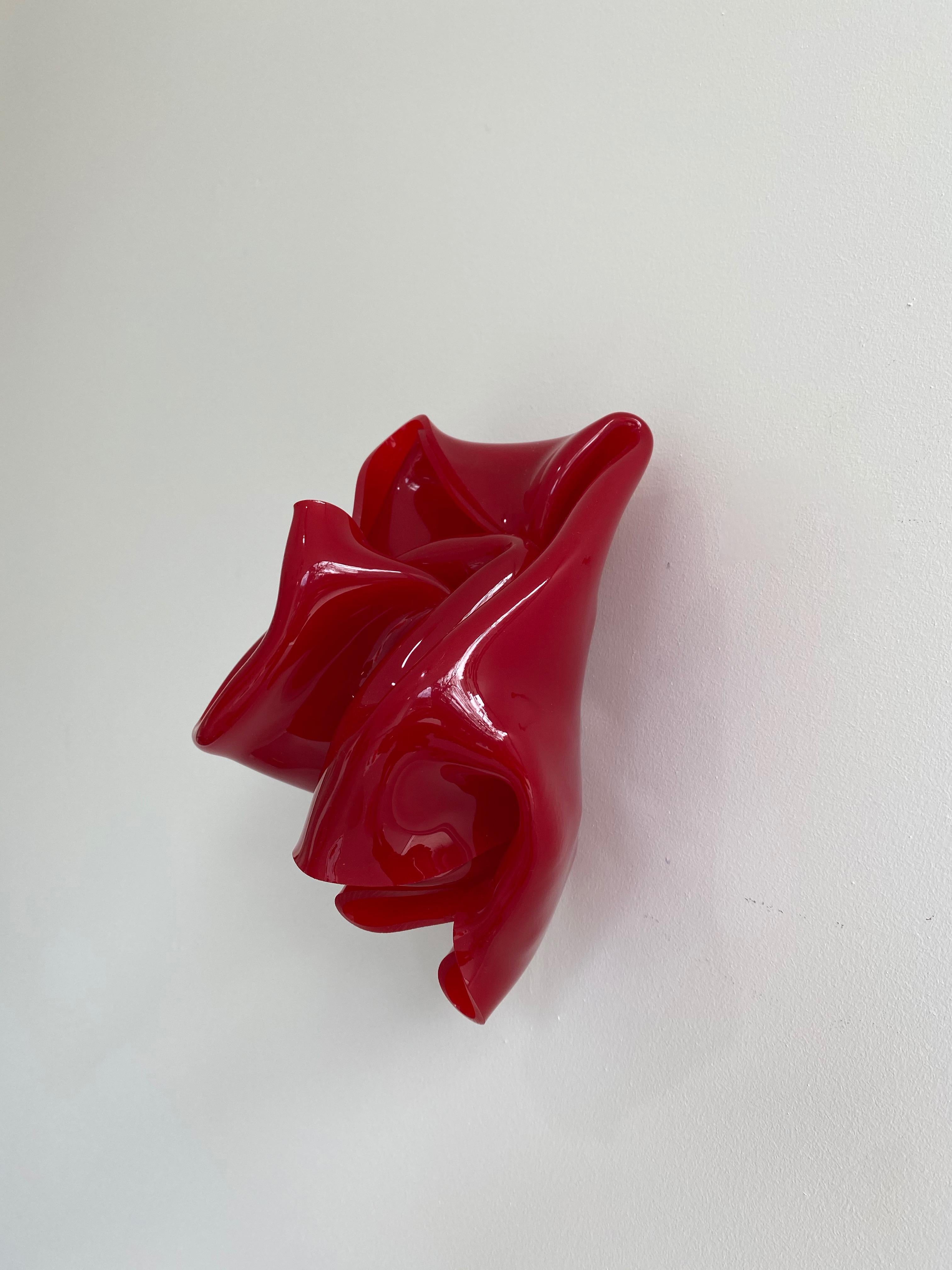'Red Squash', Colourful contemporary abstract wall sculpture - Sculpture by Anya Pesce