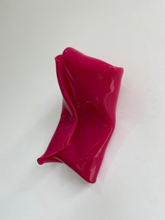 'Small Fuscia Parcel', Colourful bright abstract wall sculpture