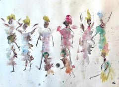 "Amistad II" de Frida Willis - Preciosa acuarela figurativa minimalista