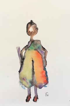 "Hope" by Frida Willis - Contemporary Minimal Colorful Young Child Watercolor