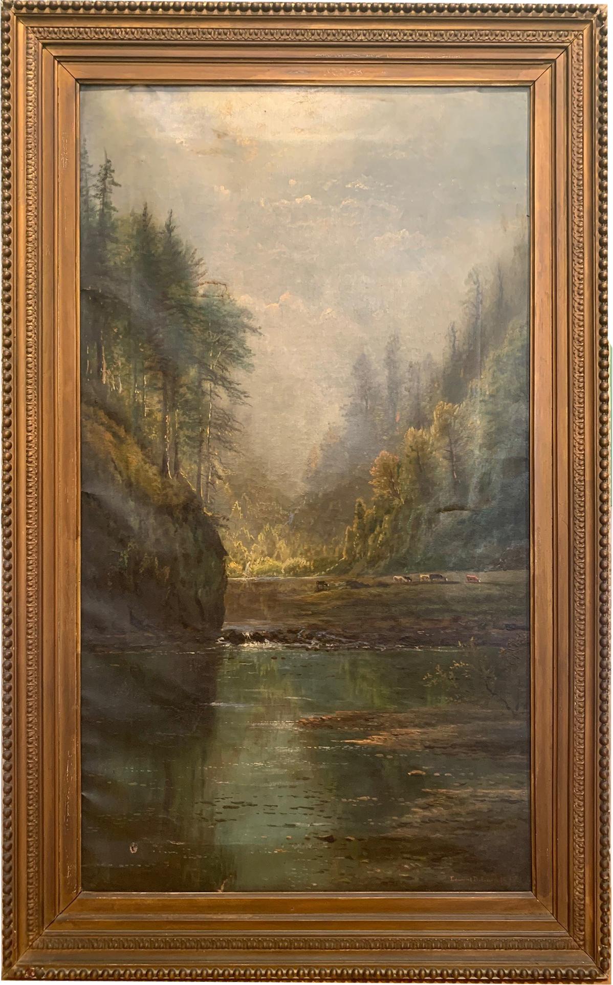 19 Century French Landscape 
  Antique  Large Oil Painting  - Art by Unknown