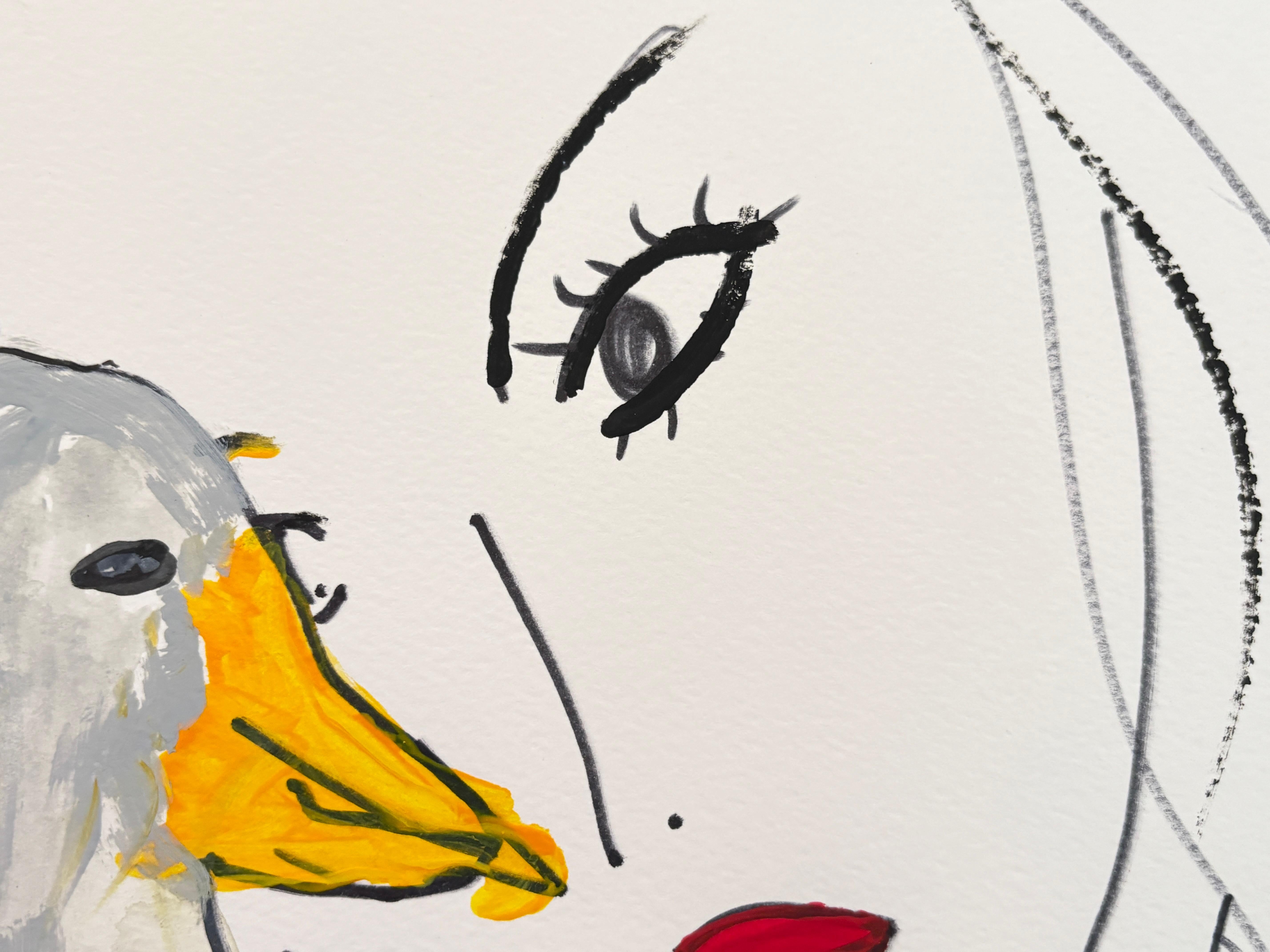 Inspirada por el mundo del teatro, Devie había conservado sus propios trazos de dibujo. Sus obras reflejan un otro mundo accesible. Pinta una historia que hay que contar y responder.

El cuadro se entrega con un certificado de autenticidad y una