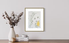 Portrait de femme avec bandeau vert et oiseau jaune (femme avec bandeau vert) Dessin d'origine de Devie