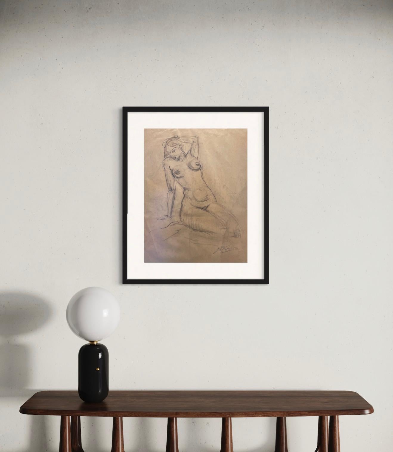 « Nude Woman » de Chris Ferrigno - Des années 1970 - Dessin figuratif d'un nu au crayon sur papier en vente 1